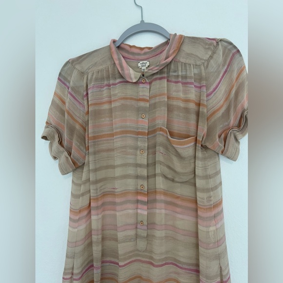 Wilfred Silk Peachy Stripe Button Up Blouse - Picture 2 of 12